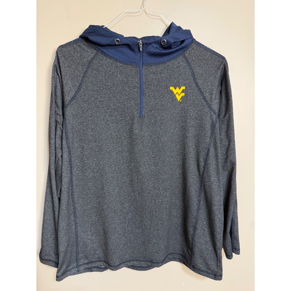 Colosseum West Virginia University WVU Quarter Zip Hoodie Womens XL‎ Gray Navy